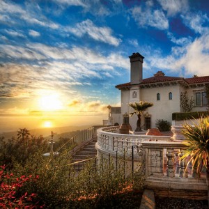 Casa del Mar overlooking the sun setting on the Pacific Ocean